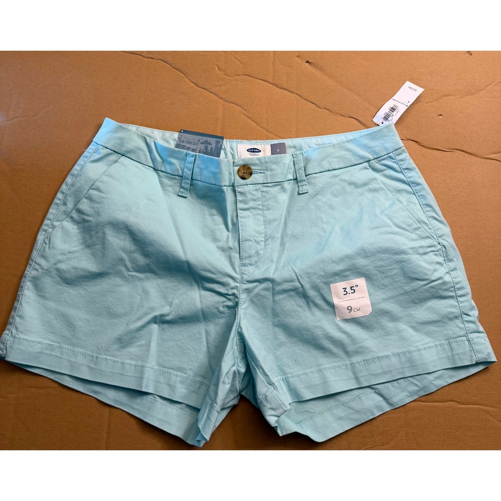 Old Navy Womens Everyday Chino Shorts Blue Aqua 3.5 Inch Inseam Size 4 NWT